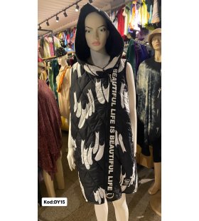 İTALYAN KAPŞONLU DESENLİ YELEK DY15