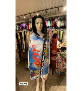 İTALYAN KAPŞONLU DESENLİ YELEK DY21