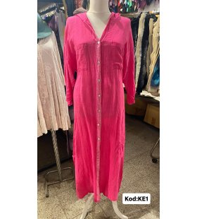 İTALYAN KAPŞONLU KETEN ELBİSE KE1