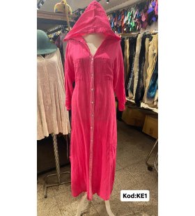 İTALYAN KAPŞONLU KETEN ELBİSE KE1