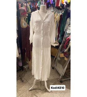 İTALYAN KAPŞONLU KETEN ELBİSE KE10