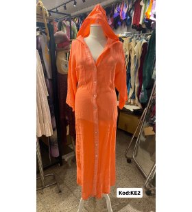 İTALYAN KAPŞONLU KETEN ELBİSE KE2