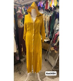 İTALYAN KAPŞONLU KETEN ELBİSE KE4