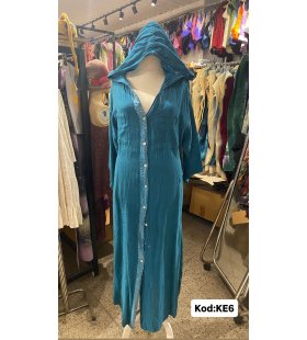 İTALYAN KAPŞONLU KETEN ELBİSE KE6