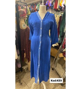 İTALYAN KAPŞONLU KETEN ELBİSE KE9