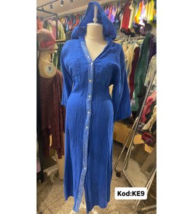 İTALYAN KAPŞONLU KETEN ELBİSE KE9