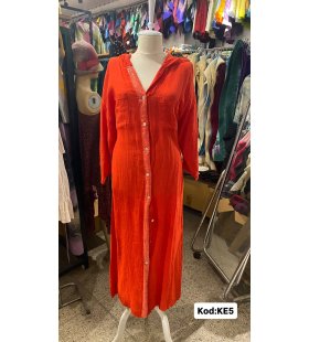 İTALYAN KAPŞONLU KETEN ELBİSE KE5